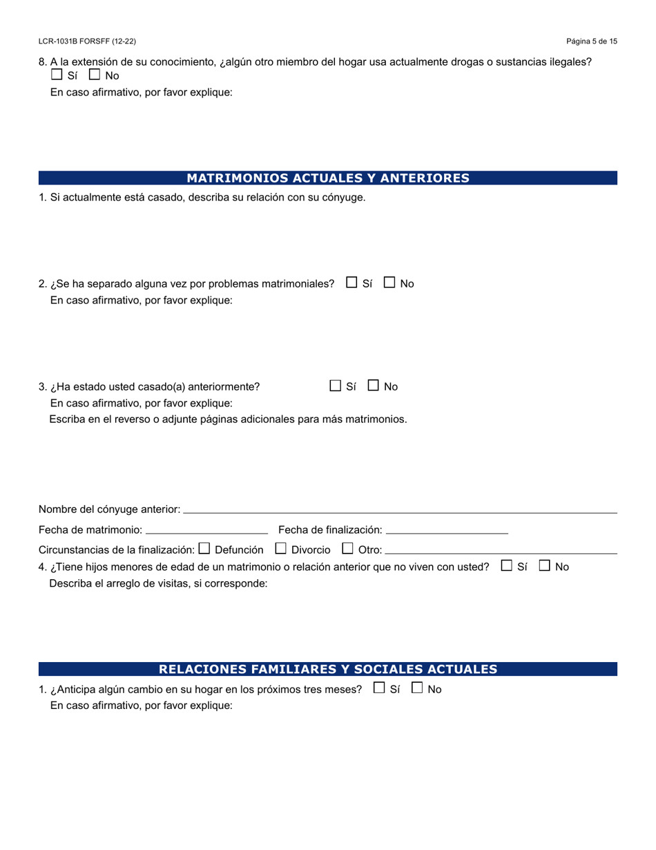 Formulario LCR-1031B-S Hogar De Desarrollo Para Menores O Adultos Guia De Evaluacion Del Cuidador - Arizona (Spanish), Page 5
