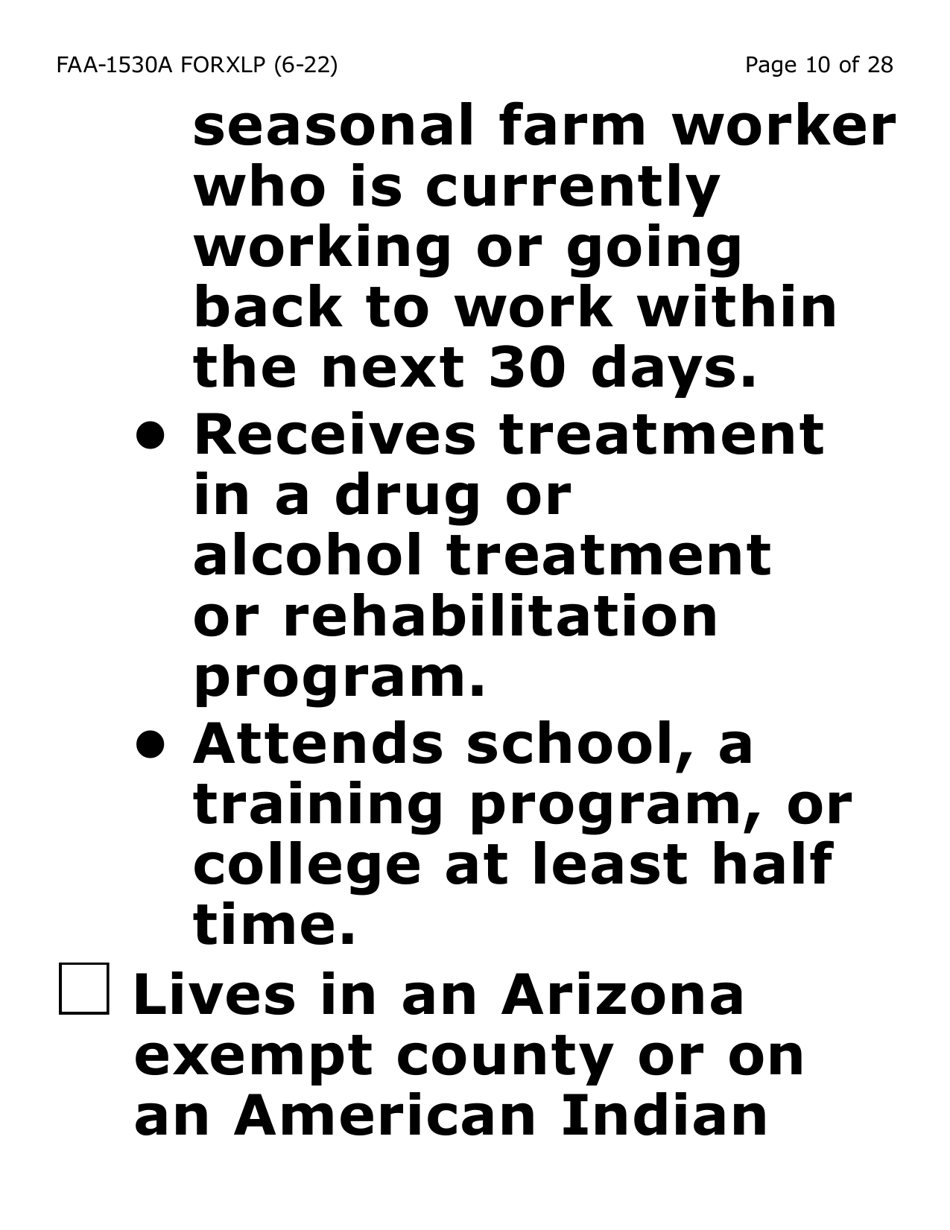 Form FAA-1530A-XLP Abawd Participation and Referral - Extra Large Print - Arizona, Page 10