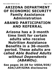Form FAA-1530A-XLP Abawd Participation and Referral - Extra Large Print - Arizona