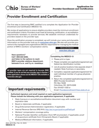 Form MEDCO-13 (BWC-3913) Application for Provider Enrollment and Certification - Ohio