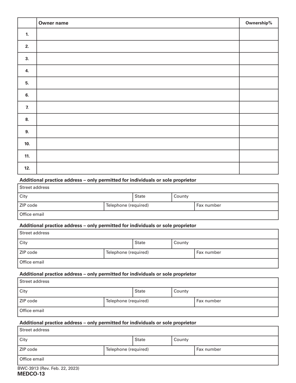 Form MEDCO-13 (BWC-3913) Application for Provider Enrollment and Certification - Ohio, Page 6