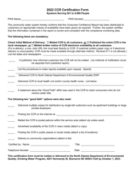 Document preview: Ccr Certification Form - Systems Serving 501 to 9,999 People - North Dakota, 2022