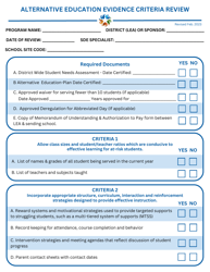 Alternative Education Evidence Criteria Review - Oklahoma