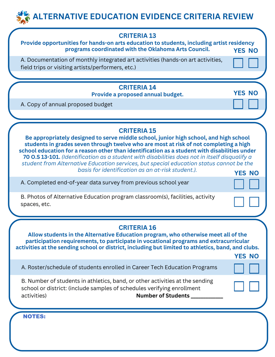 Alternative Education Evidence Criteria Review - Oklahoma, Page 4
