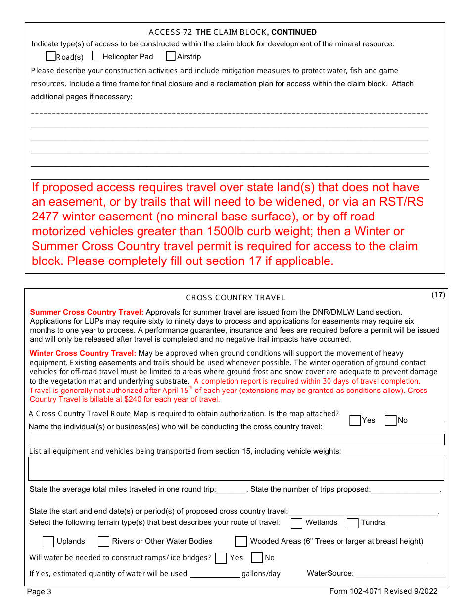 Form 102-4071 Application for Permits to Mine in Alaska (Apma) - Alabama, Page 11