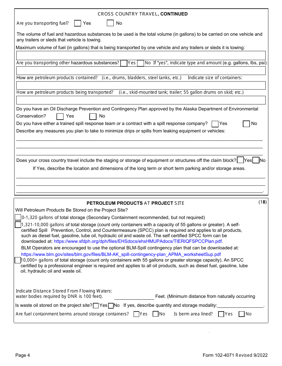 Form 102-4071 Application for Permits to Mine in Alaska (Apma) - Alabama, Page 12