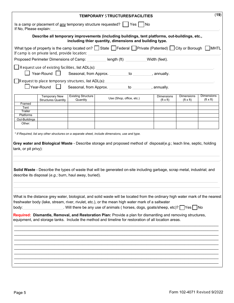 Form 102-4071 Application for Permits to Mine in Alaska (Apma) - Alabama, Page 13