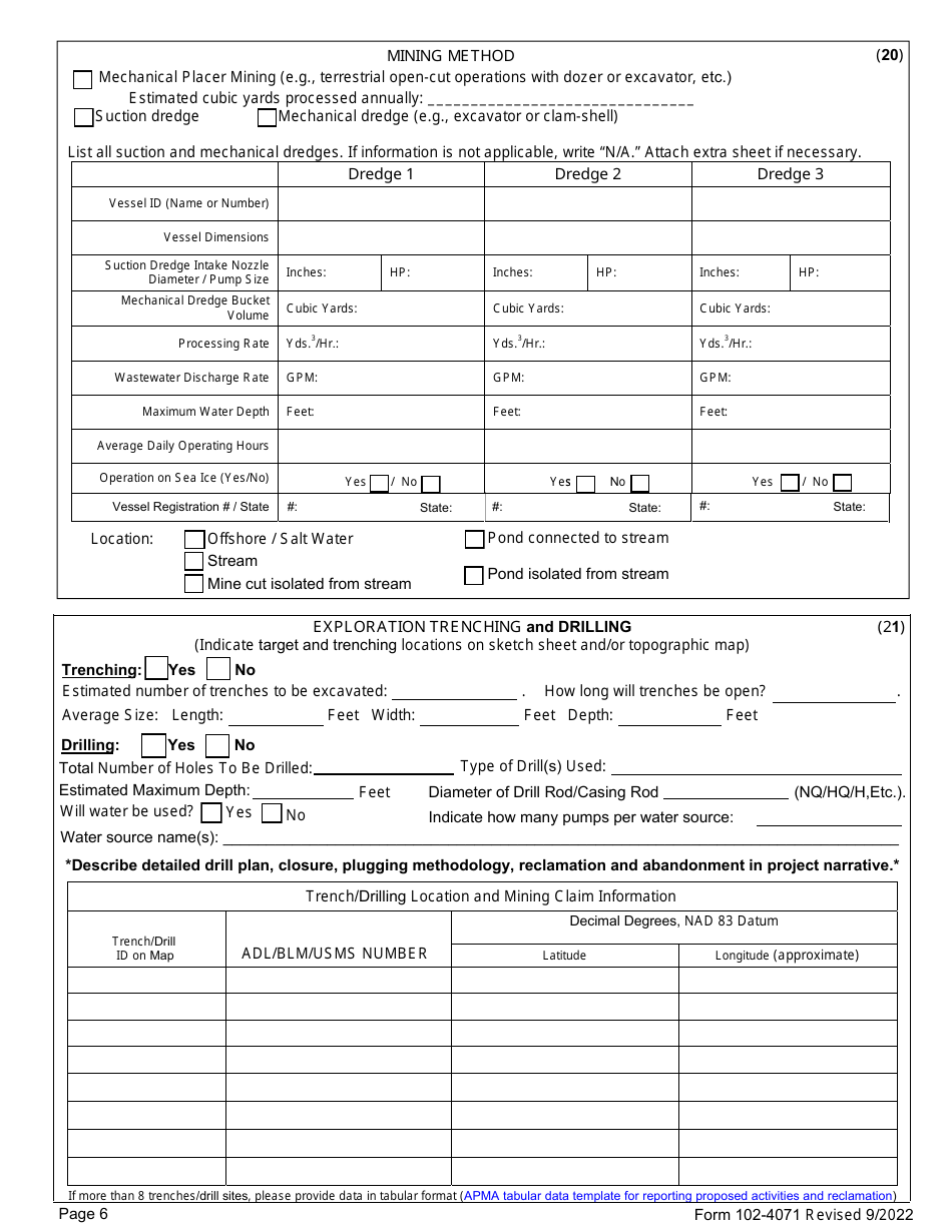 Form 102-4071 Application for Permits to Mine in Alaska (Apma) - Alabama, Page 14