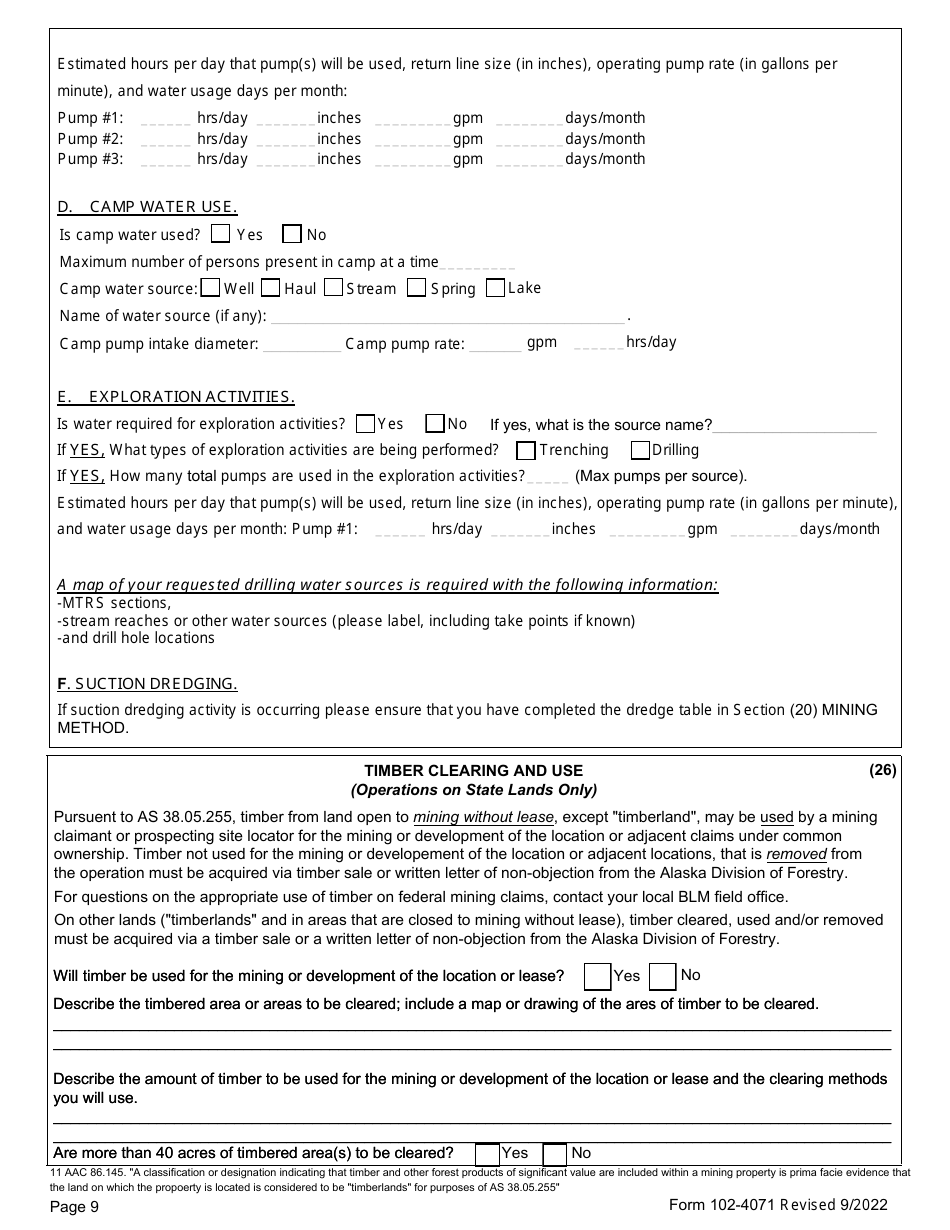 Form 102-4071 Application for Permits to Mine in Alaska (Apma) - Alabama, Page 17