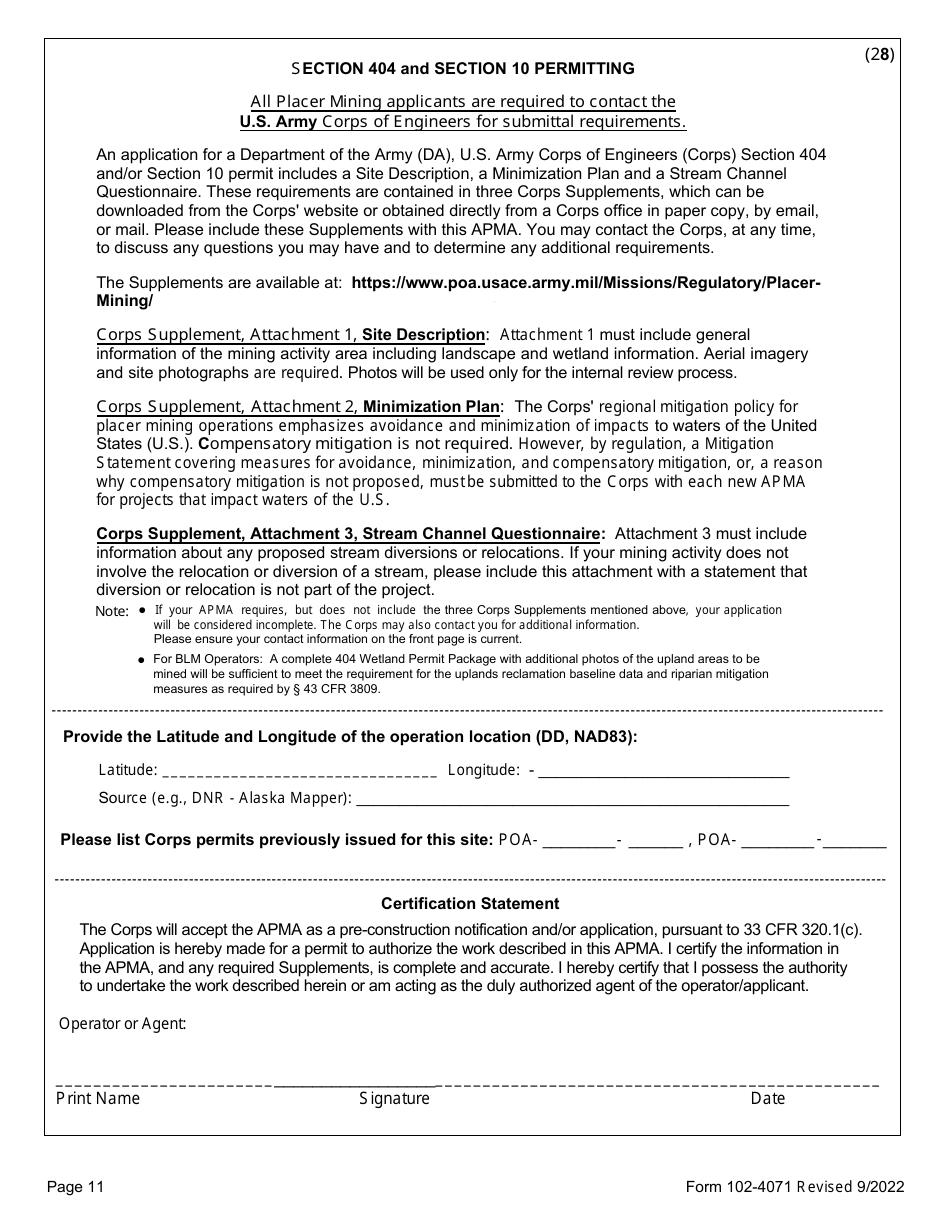 Form 102-4071 Application for Permits to Mine in Alaska (Apma) - Alabama, Page 19