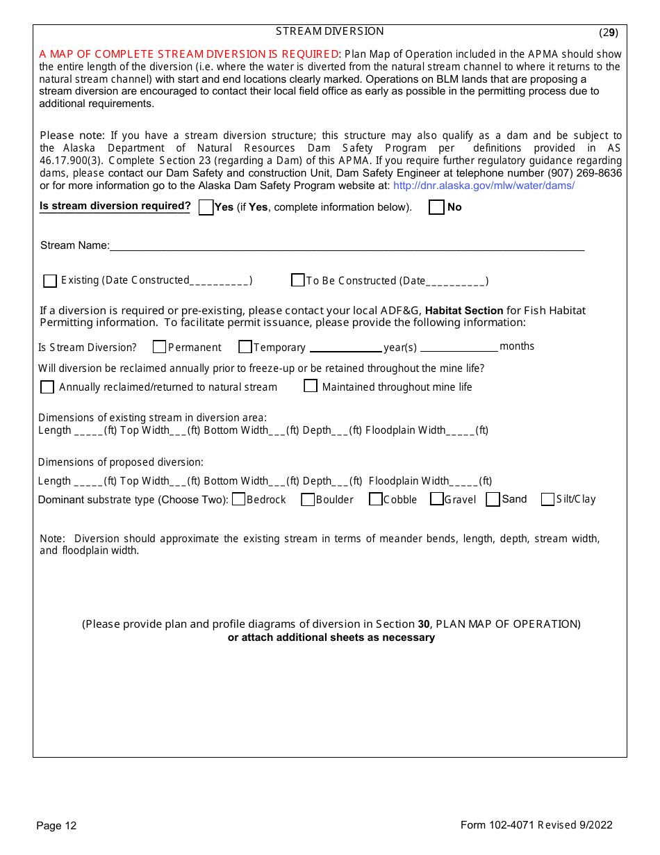 Form 102-4071 Application for Permits to Mine in Alaska (Apma) - Alabama, Page 20