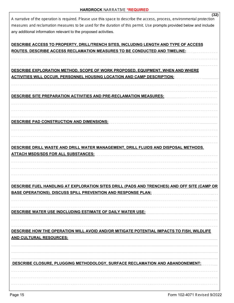Form 102-4071 Application for Permits to Mine in Alaska (Apma) - Alabama, Page 23