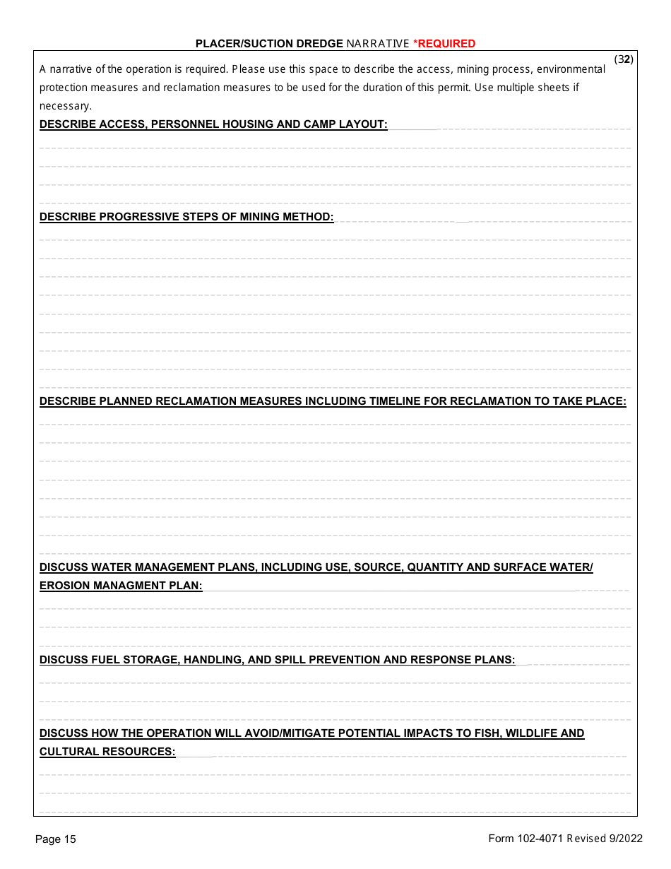 Form 102-4071 Application for Permits to Mine in Alaska (Apma) - Alabama, Page 24