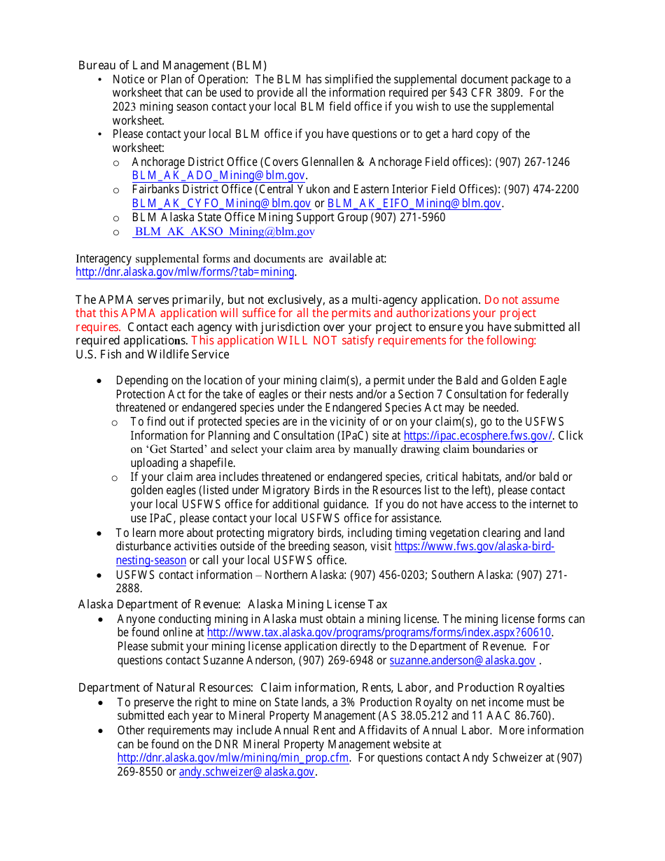 Form 102-4071 Application for Permits to Mine in Alaska (Apma) - Alabama, Page 4