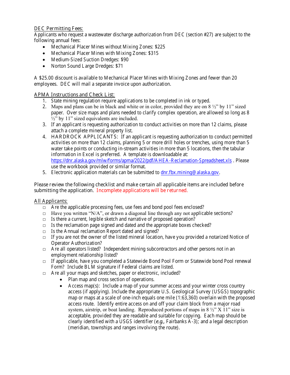 Form 102-4071 Application for Permits to Mine in Alaska (Apma) - Alabama, Page 7