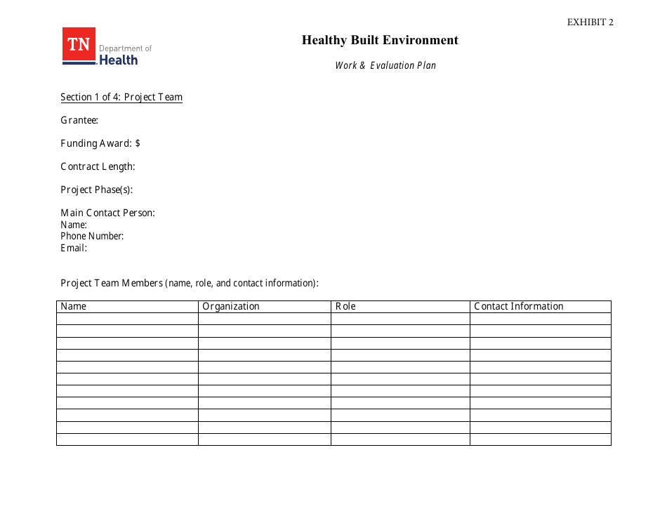 Exhibit 2 Healthy Built Environment Work  Evaluation Plan - Tennessee, Page 1