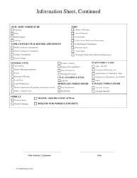 Form CV-496 Civil Actions Information Sheet - Washington, D.C., Page 2