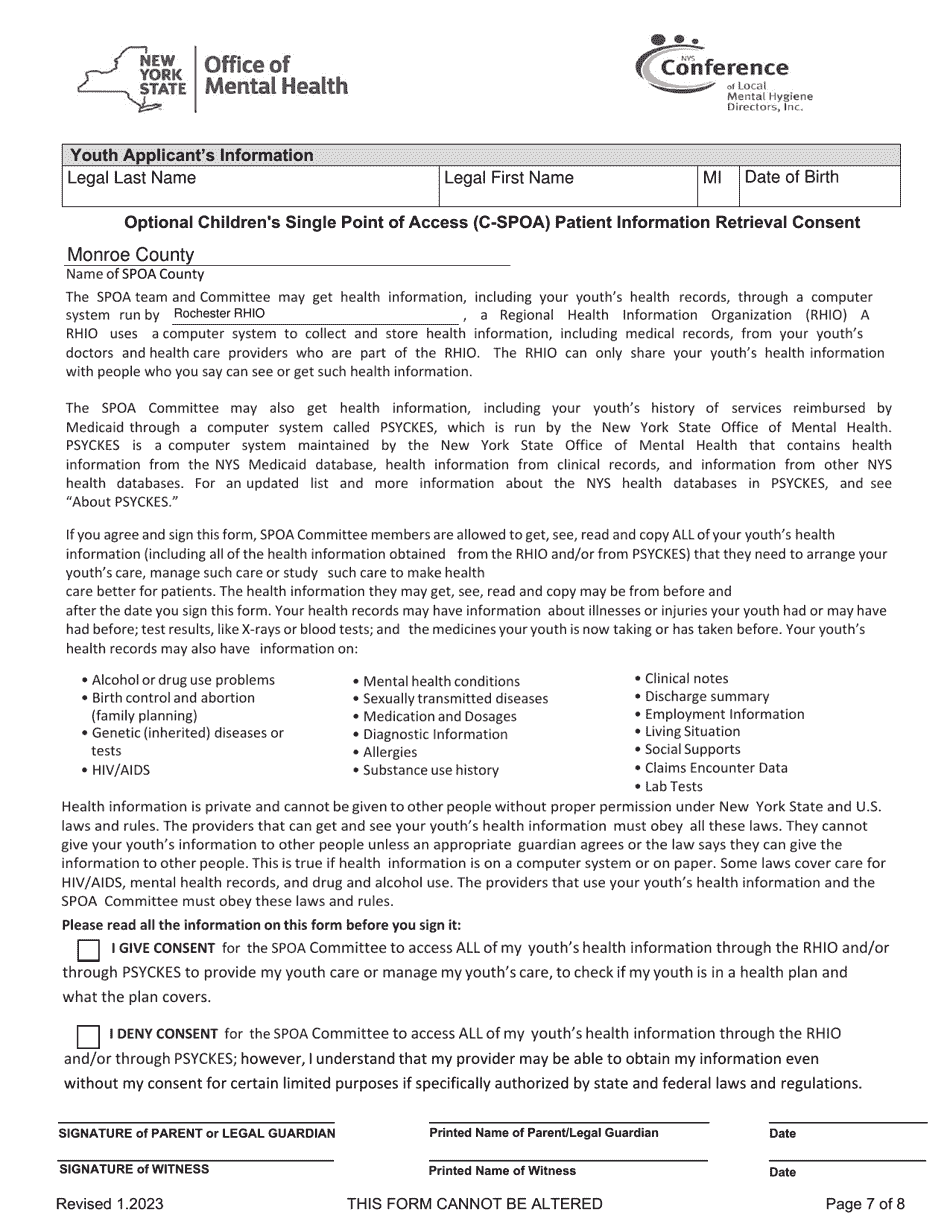 Part 1 Childrens Single Point of Access Application - Monroe County, New York, Page 8