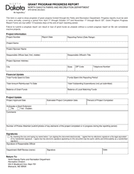 Document preview: Form SFN59160 Grant Program Progress Report - North Dakota