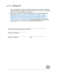 Applicant Certification - Act 71 Broadband Construction Program - Vermont, Page 2