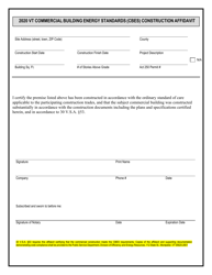 2020 Vermont Commercial Building Energy Standards (Cbes) Certificate and Affidavits - Vermont, Page 3