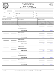 Form 26 Section E Closing Package - Inventory - Arizona, Page 3