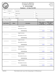 Form 26 Section E Closing Package - Inventory - Arizona, Page 4