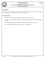 Form 52 Section K Closing Package - Pollution Remediation Obligations - Arizona, Page 2