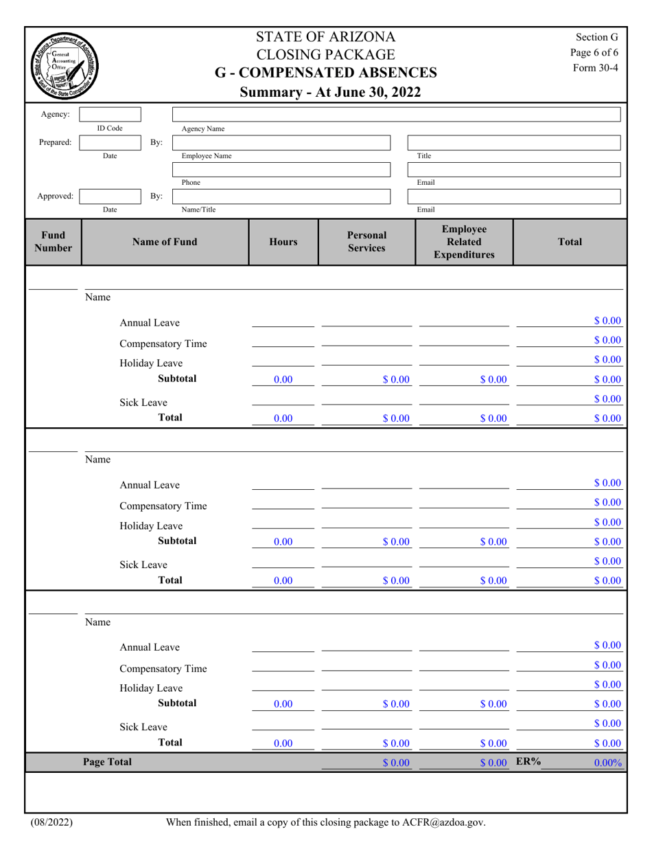 Form 30 Section G Closing Package - Compensated Absences - Arizona, Page 6
