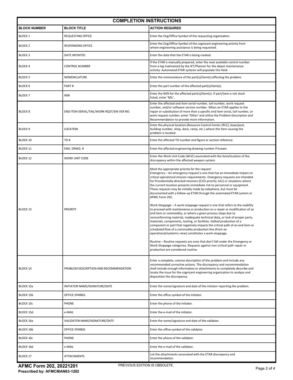 AFMC Form 202 Download Fillable PDF or Fill Online Engineer Technical ...