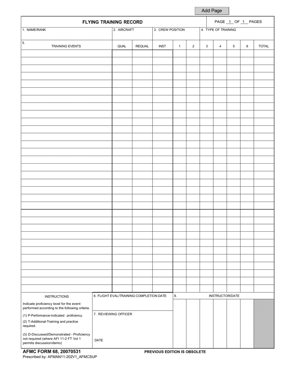 AFMC Form 68 - Fill Out, Sign Online and Download Fillable PDF ...