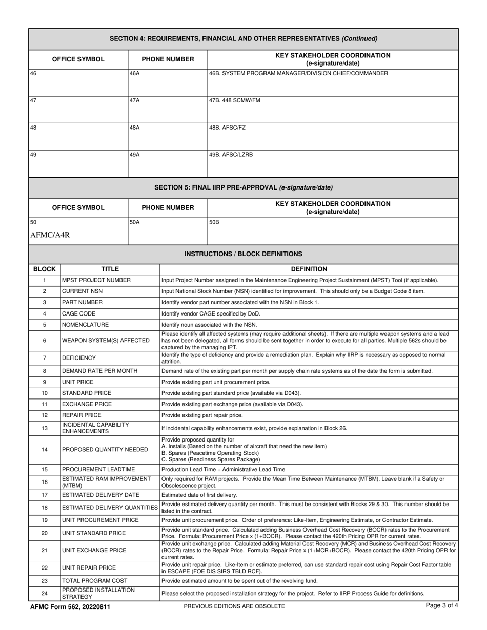 AFMC Form 562 Improved Item Replacement Program (Iirp) Pre-approval, Page 3