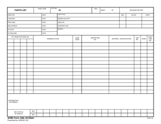 Document preview: AFMC Form 1658 Parts List