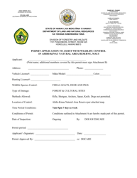 Document preview: Permit Application to Assist With Wildlife Control in Ahihi-Kinau Natural Area Reserve, Maui - Hawaii