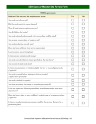 Seamless Summer Option (Sso) Sponsor Monitor Site Review Form - Connecticut, Page 2