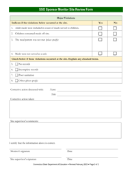 Seamless Summer Option (Sso) Sponsor Monitor Site Review Form - Connecticut, Page 3