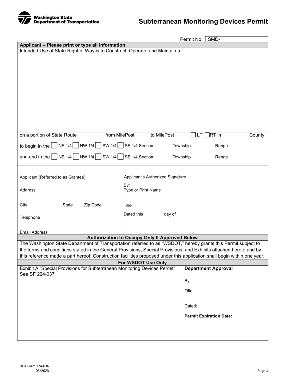 DOT Form 224-036 - Fill Out, Sign Online and Download Fillable PDF ...