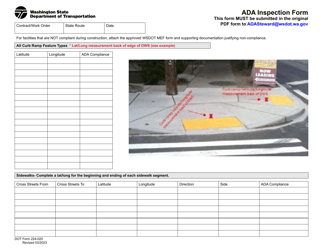 DOT Form 224-020 Ada Inspection Form - Washington, Page 2