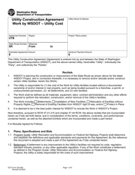 DOT Form 224-062 Utility Construction Agreement - Work by Wsdot - Utility Cost - Washington