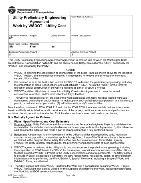 DOT Form 224-301  Printable Pdf