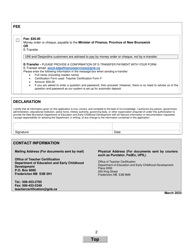 Form F Request for a Statement of Professional Standing - New Brunswick, Canada, Page 2