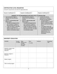 Form C Teacher&#039;s Certificate Application Form for Individuals With a Bachelor of Education Degree From a New Brunswick University - New Brunswick, Canada, Page 2