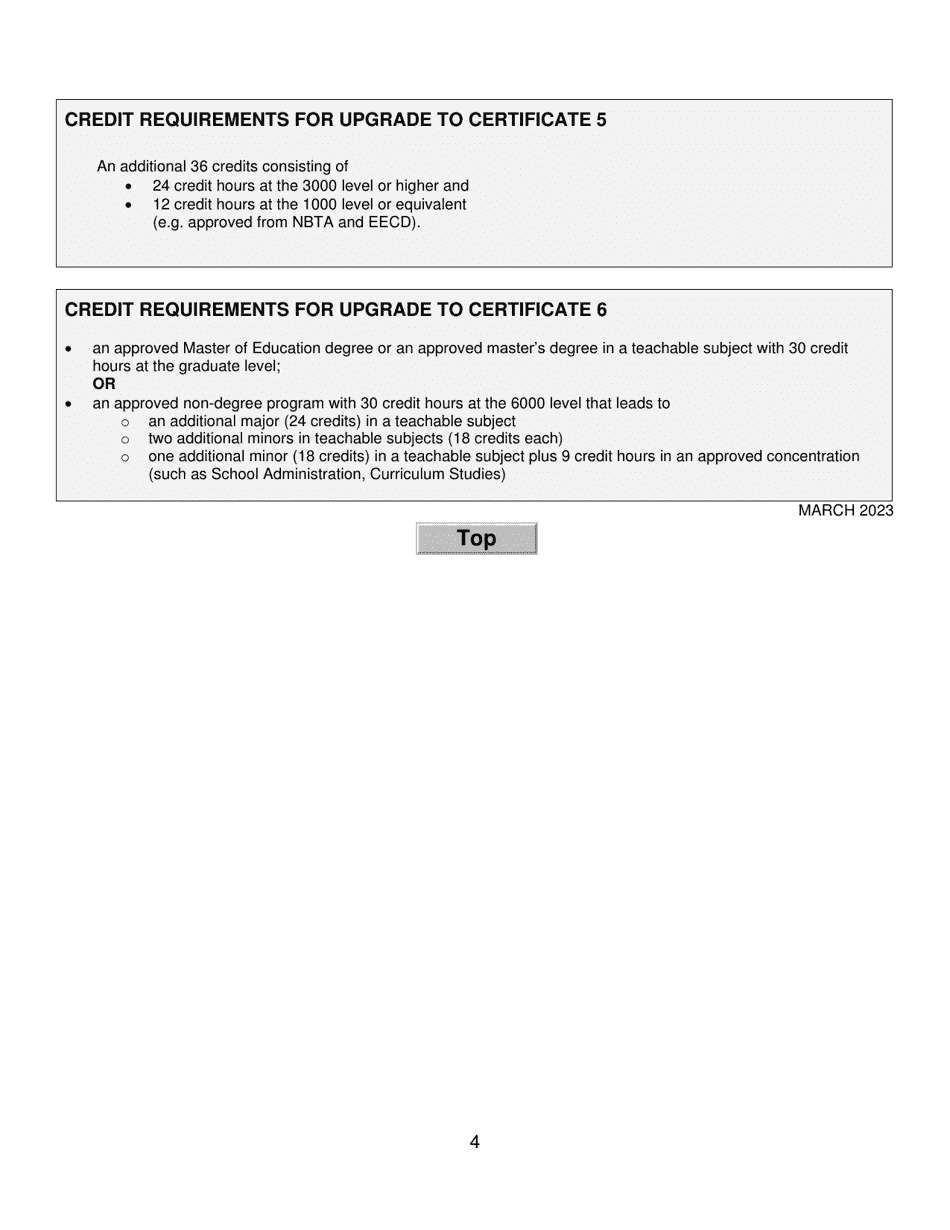 Form K Teachers Certificate Level Upgrade - New Brunswick, Canada, Page 4