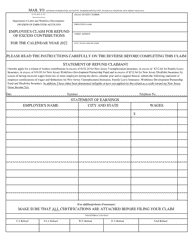 Document preview: Form UC-9A Employee's Claim for Refund of Excess Contributions - New Jersey, 2022