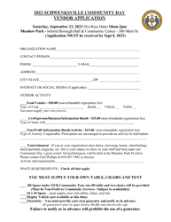 Document preview: Schwenksville Community Day Vendor Application - Schwenksville Borough, Pennsylvania, 2023