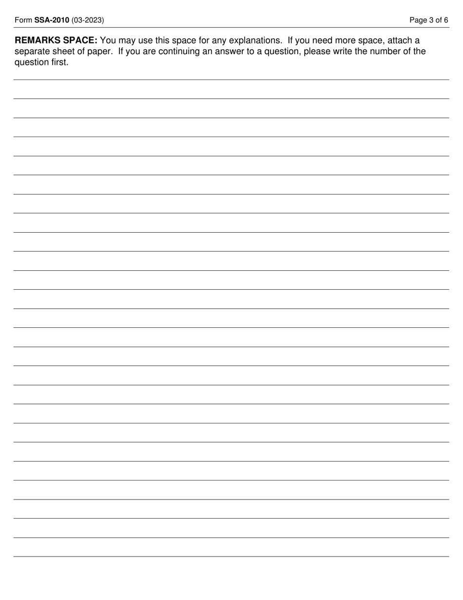 Form SSA-2010 Statement for Determining Continuing Entitlement for Special Veterans Benefits (Svb), Page 3