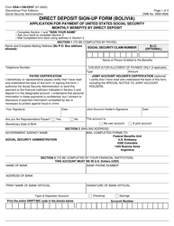 Form SSA-1199-OP47 Direct Deposit Sign-Up Form (Bolivia)