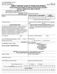 Form SSA-1199-OP77 Direct Deposit Sign-Up Form (Philippines)