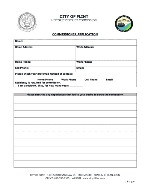 Commissioner Application - City of Flint, Michigan Download Pdf
