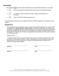 Application for Purchase and Transfer of Land Coverage From the Nevada Land Bank - Nevada, Page 3